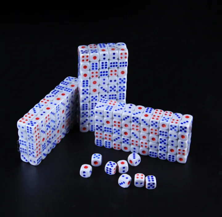 25pcs/lot%20Standard%20Plastic%2010mm/12mm/14mm%20Game%20White%20Decider%20Dice%20Die%20Rpg%20Toy%20Bauble%20B2c%20Shop%20Red%20And%20Blue%20Dots%20Dice%20Gyh%20-%20Image%202