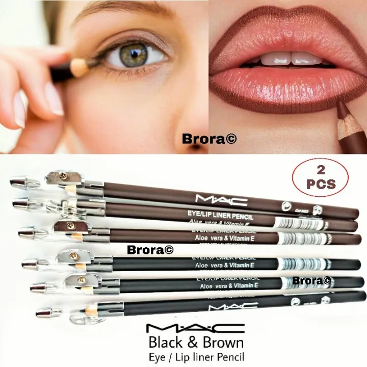 Eyeliner%20Lip%20liner%20Eyebrow%20Pencil%20With%20Sharpener%20Set%20Of%202%20Black%20&%20Brown%20-%20Image%202