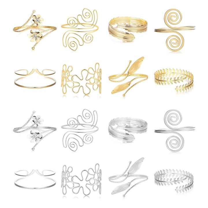 Boho%20Vintage%20Gold%20Silver%20Color%20Feather%20Arm%20Bracelet%20Open%20Armband%20Cuff%20Bangle%20Flower%20Carving%20India%20Women%20Jewelry%20-%20Image%202