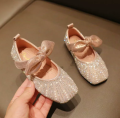 【VA VA VOOM】2023 Rhinestone Sequins Girls Princess Shoes Children Party Dance Shoes Student Spring Autumn New Flats Kids Performance sandals. 