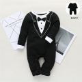 Newborn Baby Boys Gentleman Romper Bodysuit Jumpsuit Clothes Formal Outfits The cotton content is greater than 50%. 