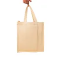 Heavy Duty Brown Eco Friendly Large Canvas Tote Bag with Zipper - 14.5 inches (L) * 3 inches (W) * 16 inches (H) - Holds up to 15kg. 