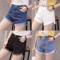 Shorts for Women Summer 2024 New Korean Style Loose All-Match Student High Waist Wide Leg Curling Hole Denim chic Hot Pants. 