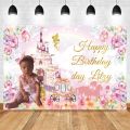 Princess Backdrops Pink Rainbow Castle Birthday Party Flowers World Poster Photographic Background Photocall Photo. 