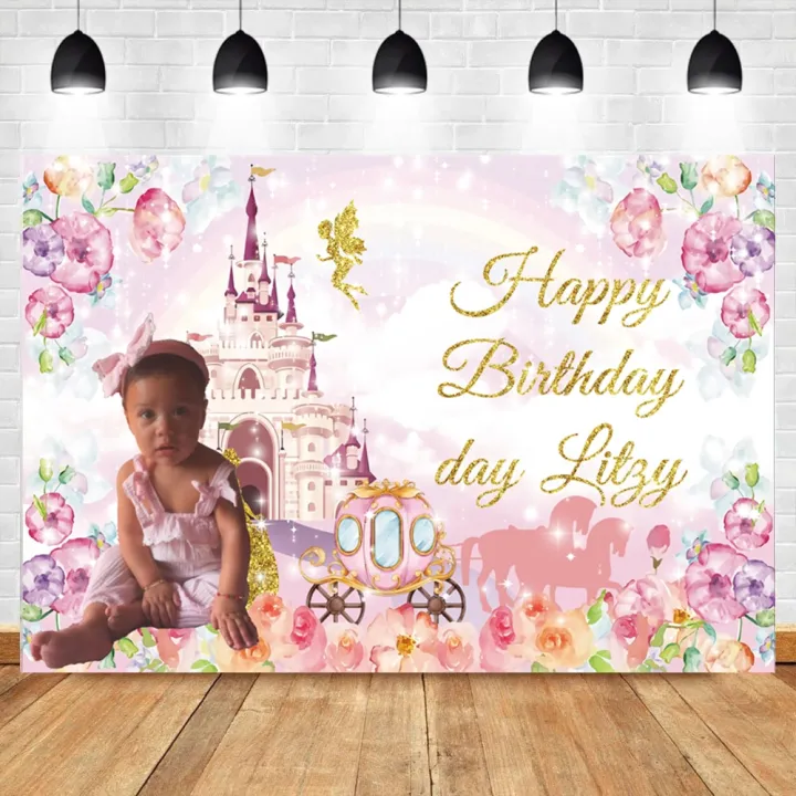 Princess%20Backdrops%20Pink%20Rainbow%20Castle%20Birthday%20Party%20Flowers%20World%20Poster%20Photographic%20Background%20Photocall%20Photo%20-%20Image%203