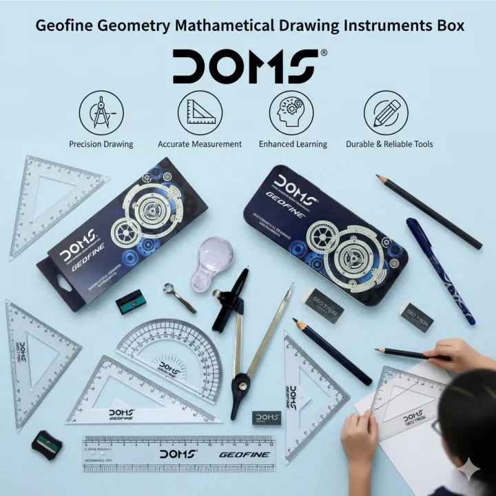 DOMS Geofine Mathematical Drawing Instruments Geometry Box dgmt | Daraz.lk
