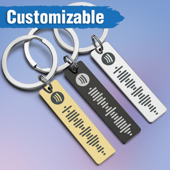 Personalized Spotify Code Keychains Music Keyrings Customized Scannable Song Name Key Rings Chains Best Gift for Car Couple P040