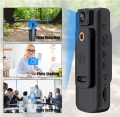 Mini body camera, portable camera with 180° rotatable lens and rear clip, night vision motion detection, suitable for cycling, outdoor sports, duty recording. 