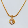 Gold Plated Fox Chain With Round Shape Leaf Design Pendant For Women. 