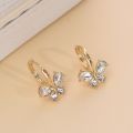 1Pair Girls Sweet Temperament Zircon Butterfly Earrings Niche Simple Exquisite Small Ear Buckles for Daily Versatile Jewelry. 