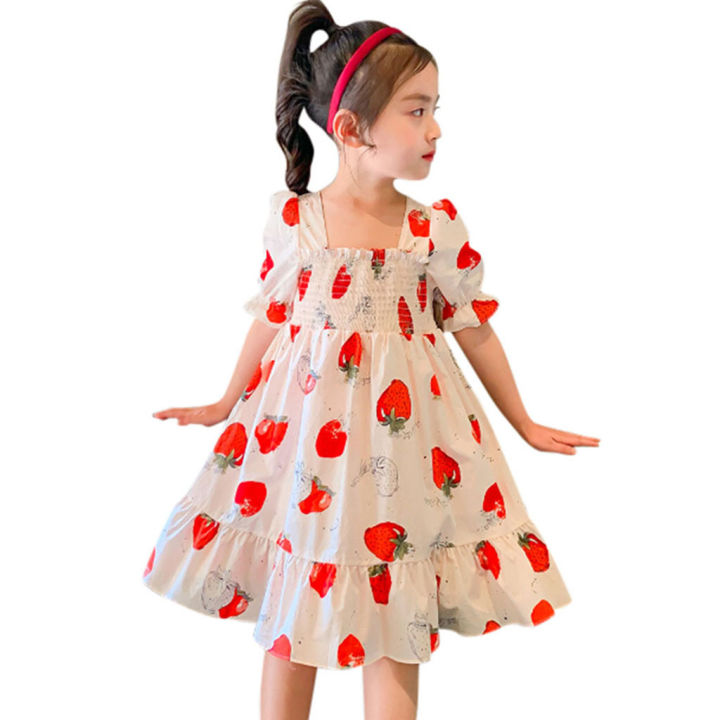 Girls%20Dresses%20Baby%20Girls%20Fashion%20Cute%20Dress%20Toddler%20Baby%20Kids%20Strawberry%20Ruched%20Princess%20es%20Clothes%20-%20Image%203