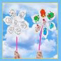 Kindergarten Windmill Art Project Kids' Party Supplies Windmill Craft Creative Windmill Craft For Children Educational Outdoor Toys For Children Children Painting Toy Windmill DIY Paper Windmill For Kindergarten. 