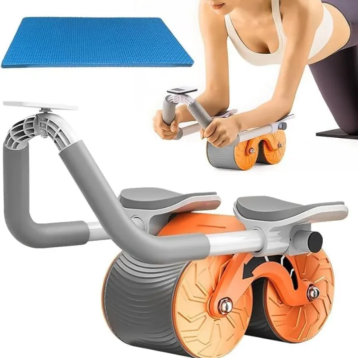 Abdominal Roller Adjustable Handle Silent Rebound Ab Wheel for Muscle Training with Elbow Support Fitness Equipment
