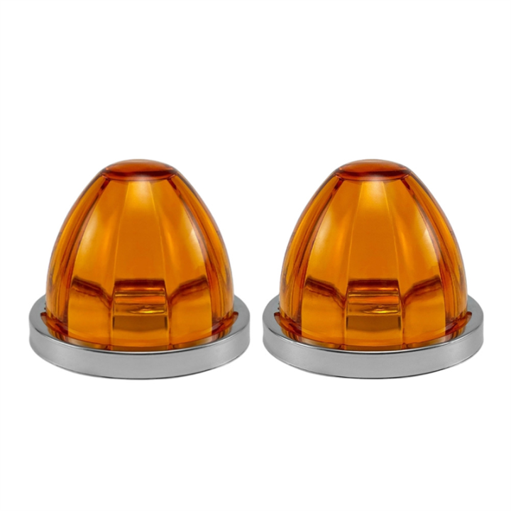 Watermelon-Style LED Side Marker & Turn Signal Light – Big Amber Clearance Lamp For Trucks (12V–24V, Chrome Base)