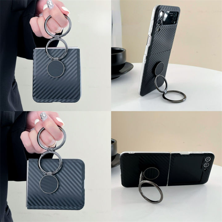 HOCE%20Carbon%20Fiber%20Pattern%20Ring%20Holder%20Phone%20Case%20for%20Samsung%20Galaxy%20ZFlip%205%20ZFlip%204%20ZFlip%203%20Cases%20with%20Ring%20Bracket%20Shockproof%20Hard%20Cover%20-%20Image%204
