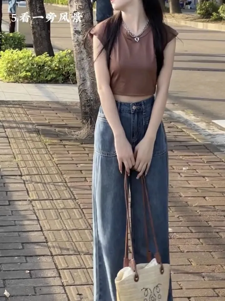 Pear Shapes All-Matching Women's Wear Fat mm Denim pants 2024