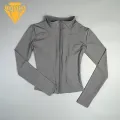 Breathable Sportswear Fabric Women's High Elasticity Yoga Jacket Slimming Fitness Top for Running Yoga Full Zip Stand Collar Jacket Buyers' Favorite Women Full Zip Jacket. 