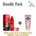 (Bundle Offer) The Elf Nano White Dose Premium White Plus Serum (60ml) & Vaseline Healthy Bright Gluta-Hya Serum Burst Lotion – Dewy Radiance (300ml). 