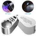 Handheld 40x 25mm LED Luminous Foldable Magnifier Portable Jewelry Magnifying Loupe Glass Lens With Led UV Light. 