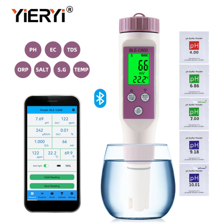 7-in-1/5-in-1 Bluetooth PH Meter Smart PH EC TDS ORP SALT S.G TEMP Water Quality Test Aquariums Hydroponics Salinity Tester