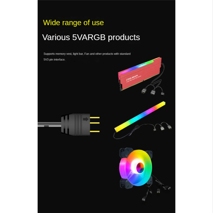 COOLMOON%205V%203Pin%20to%20SATA%20ARGB%20Mini%20Adapter%20RGB%20Controller%20Controller%20HUB%20Computer%20Fan%20LED%20Lighting%20RGB%20Control%20Cable%20-%20Image%205