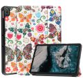 For Nokia T20 Painted Leather Tablet Case with 3-Fold Holder. 