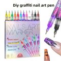 Hot 12/24 Colors Nails Art Marker Pens Waterproof Quick Dry Acrylic Paint Pen Art Nail Decoration Nail Art Pens Set for Nail Decoration. 