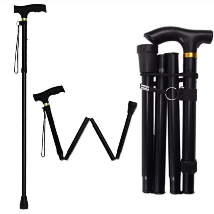 Four- section Adjustable Folding Cane aluminium Mountaineering Pole Old Man Stick Cane
