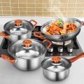 Stainless Steel 12 Pcs Cookware Set with Glass Lid. 