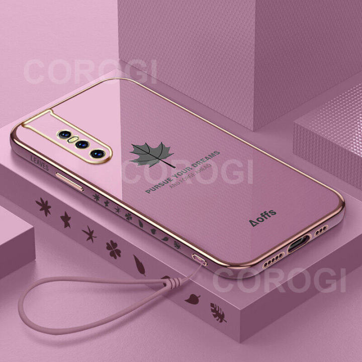 For%20Vivo%20V15%20Pro%20Cover%20+%20Wrist%20Strap%20Fashion%20Shiny%20Maple%20leaf%20Plating%20Square%20Bumper%20Phone%20Case%20Soft%20TPU%20Silicone%20Shockproof%20Protective%20Back%20Cover%20-%20Image%202