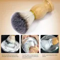 Men Shaving Brush Natural Badger Hair Wood Handle Hair Salon Shave Brush Face Beard Cleaning Appliance Barber Salon Shave Brush. 