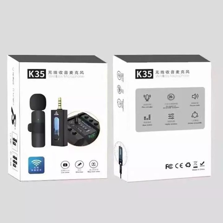 K35 Wireless Microphone Dual Mic 100% Authentic for Smartphone, DSLR Camera and Speakers