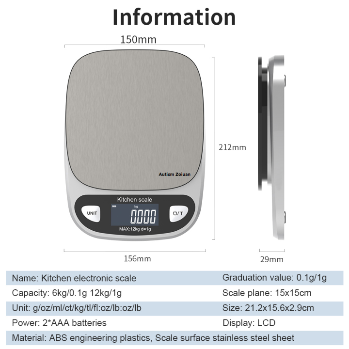 Baking & Design Scale Weighing/Weighing Kitchen 6Kg0.1g Food Coffee ...