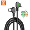 Mcdodo 60W Type C Cable For Xiaomi Huawei Samsung USBC PD 3A Fast Charging Data Sync Bend Cord Android Mobile Phone Charger Line. 