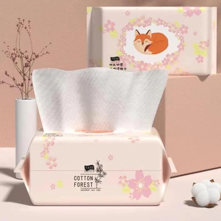 100 Count Disposable Face Towel Cotton Tissue Soft Thick Dry Wipe ...