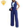 Women Pants Chic Wide Leg Pants Sleeveless Vest Set for Stylish Women High Waist Elegant Casual Streetwear Available on Women Vest. 