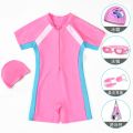 Swimming Swimwear Children's Sun Protection One-Piece Swimsuit Quick-Drying T-shirt One-Piece Rounded Swimsuit Hot Spring Bathing Suit. 