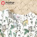 PatPat Baby Girl Clothes All Over Rabbit Print Solid Ribbed Short-sleeve Dress. 