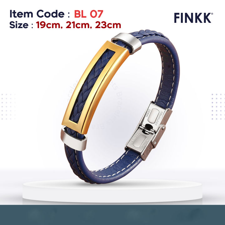 FINKK Mens Womens Bracelet Leather Stainless Steel Fashion Boys Girls ...