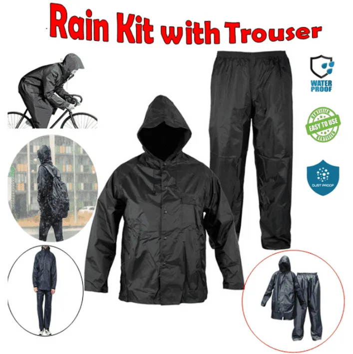 Waterproof Motorcycle Raincoat Pants Kit Adult Free Size