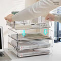 Stackable Desktop Organizer Space-Saving Transparent  File Tray Acrylic Storage Rack for Home Office Document Organization Office Supplies Professional Use Paper Storage. 