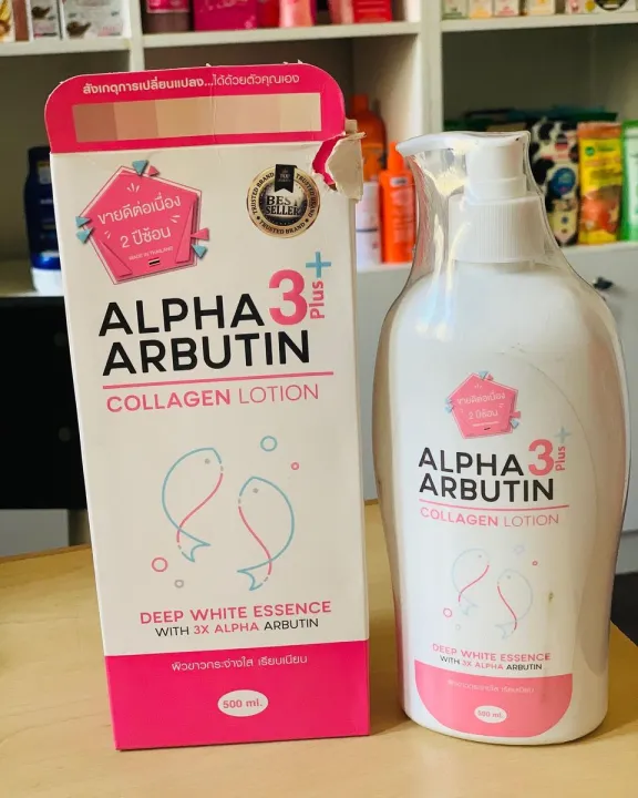 Natural Extracted COLLAGEN Vitamin C, AAL5 Vitamin E 3x ALPHA ARBUTIN PLUS LOTION 500 Ml Made In THAILAND