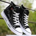 High-Top Canvas Shoes Men's Shoes Summer Breathable Men's Height Increasing Insole Shoes Men's Casual Versatile Sneakers White Canvas Shoes. 