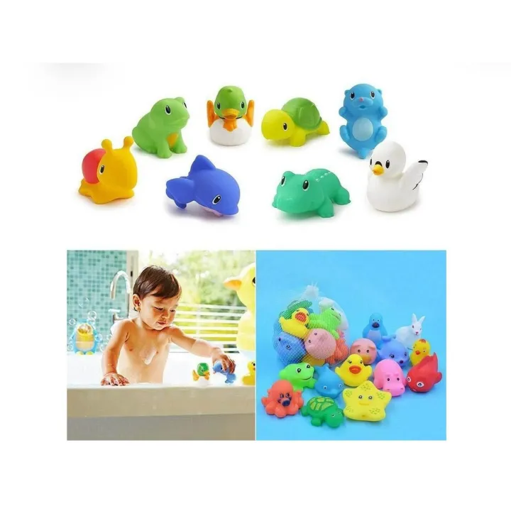 13Pcs Cute Soft Rubber Float Sqeeze Sound Baby Wash Bath Play Animals Toys