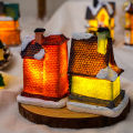 Christmas LED Light Ornaments Resin Mini House Miniature Village Building Xmas Glow Decor Gift Christmas Decoration Navidad Noel. 