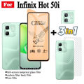 3 IN 1 infinix Hot 50i Ceramic Tempered Glass for infinix Hot 50 4G 5G Hot 40i 40 Pro Camera Lens Glass Screen Protector and Back Film. 