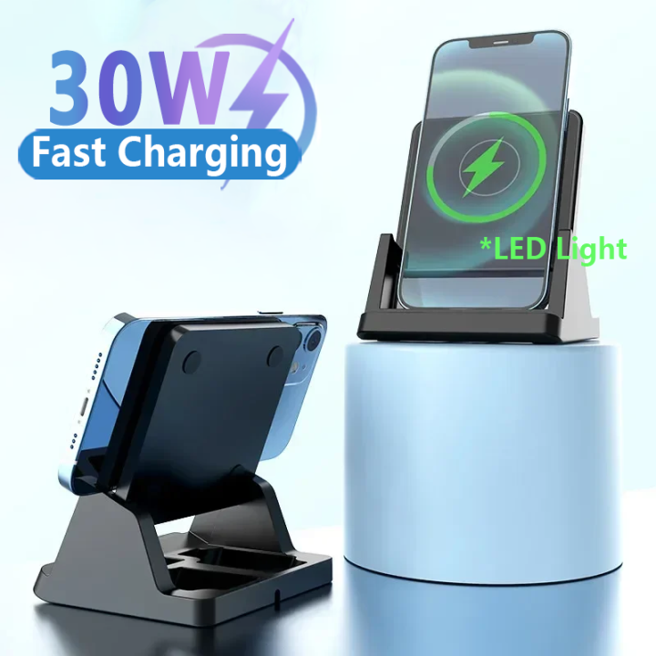 Wireless Charger Pad Stand Desktop Ultra-thin Mobile Phone Fast Charging Dock Station For iPhone 15 14 13 12 Samsung Xiaomi