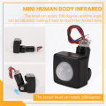 Kqueebee 220V Mini Human Body Infrared Sensor Infrared Body Sensor Switch LED Flood Light PIR Motion Sensor Adjustable Black. 