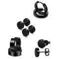4 Pairs Earrings Set Safe Popular Stainless Steel Stainless Steel Dumbbell Ear Stud for Men. 