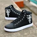 Mens White Sneakers Fashion Lace Up Ankle Boot Casual White Shoes For Men. 